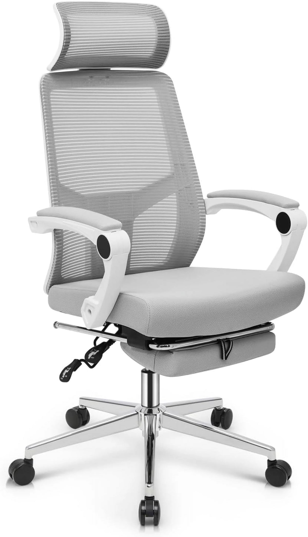 Grey Ergonomic High Back Mesh Office Chair with Footrest Y715606