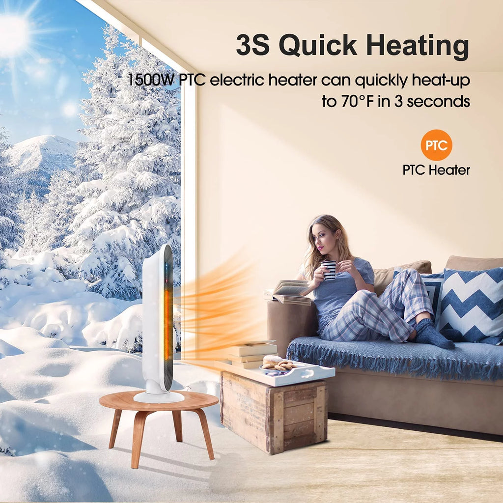 1500W 26" Digital Ceramic Tower Space Heater with Remote Control, White L421248