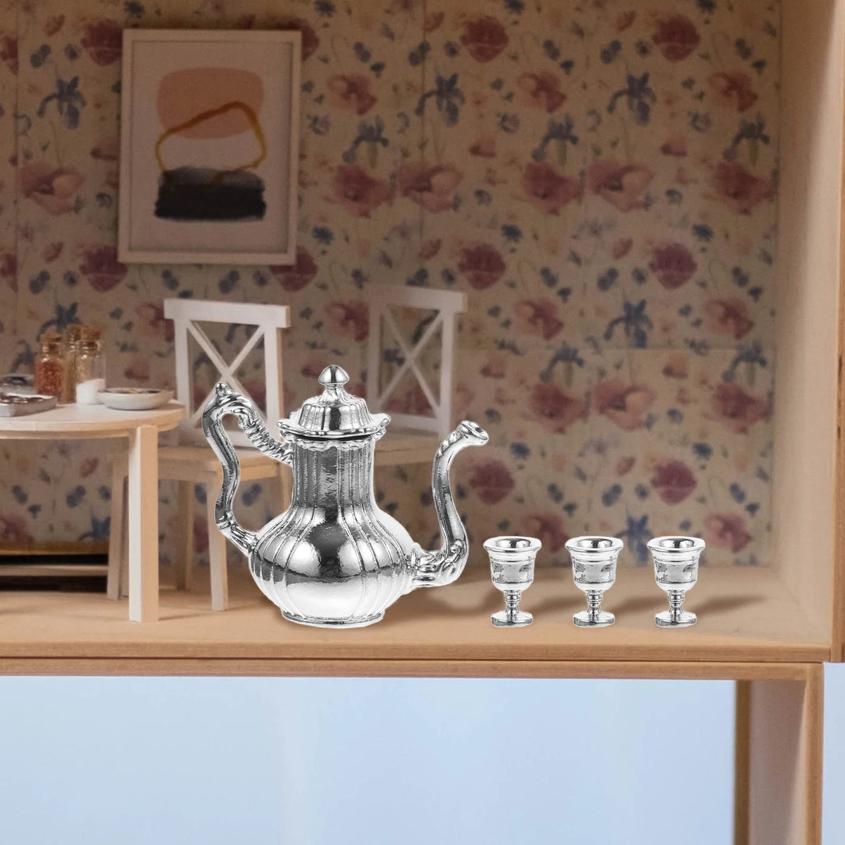 Miniature Dollhouse Accessories Simulation Teapot Wine Bottle Jewelry Ornaments Sets Pretend Metal Models Toys X80148