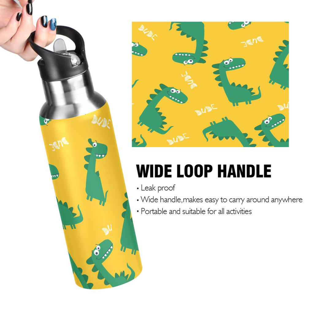 Yellow Stainless Steel Insulated Water Bottle with Straw Lid E247894