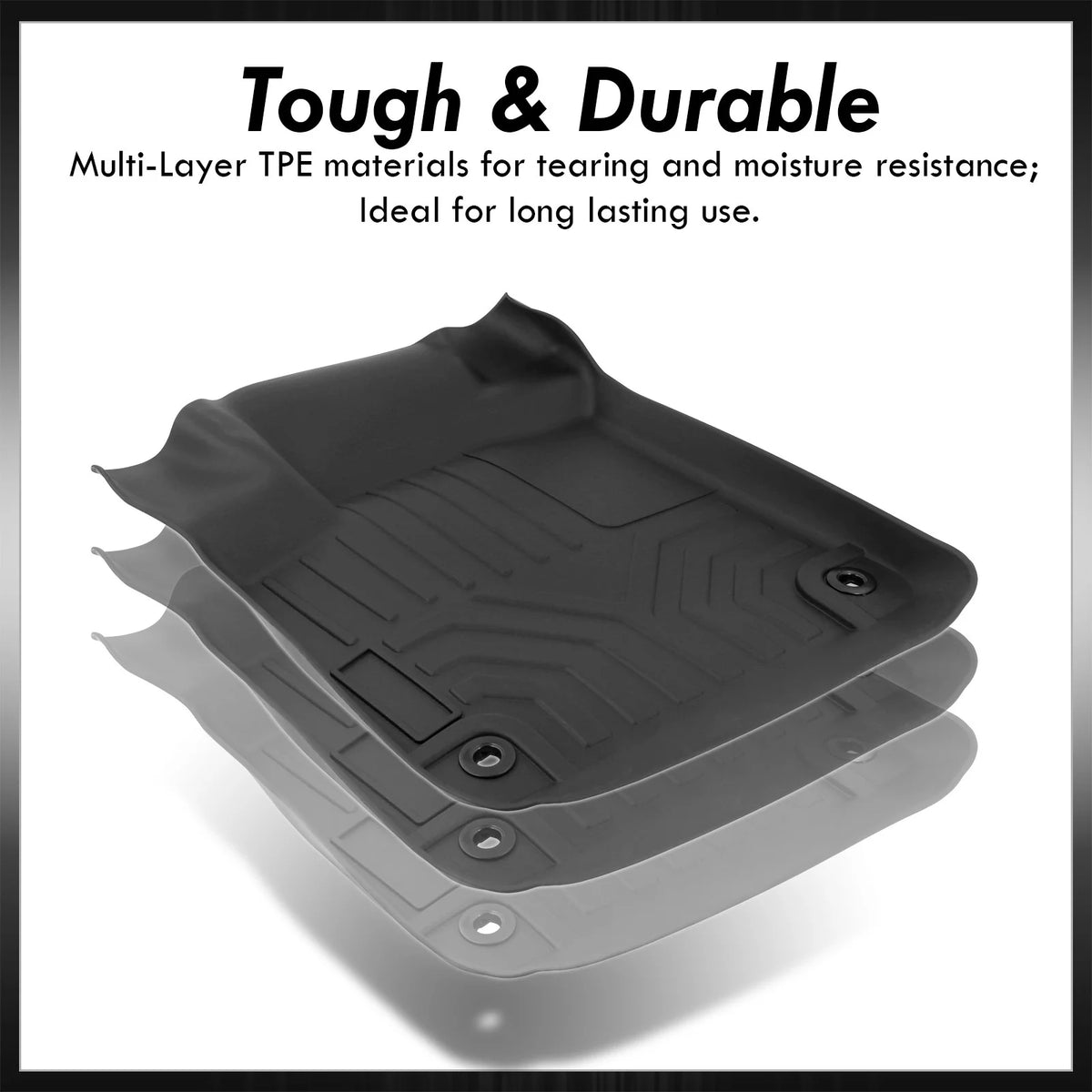 3-Piece All Weather Rubber Floor Mats Liner Black Front & Rear A145