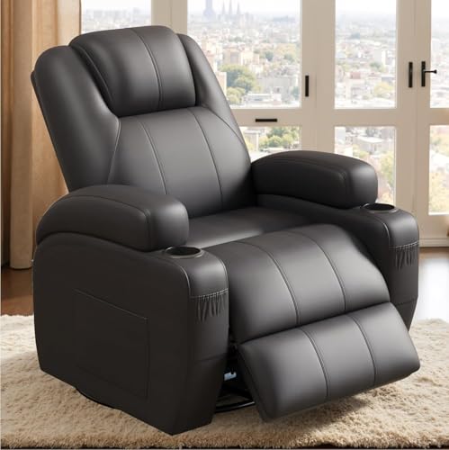 Brown Leather Swivel Rocker Recliner Chair M31772