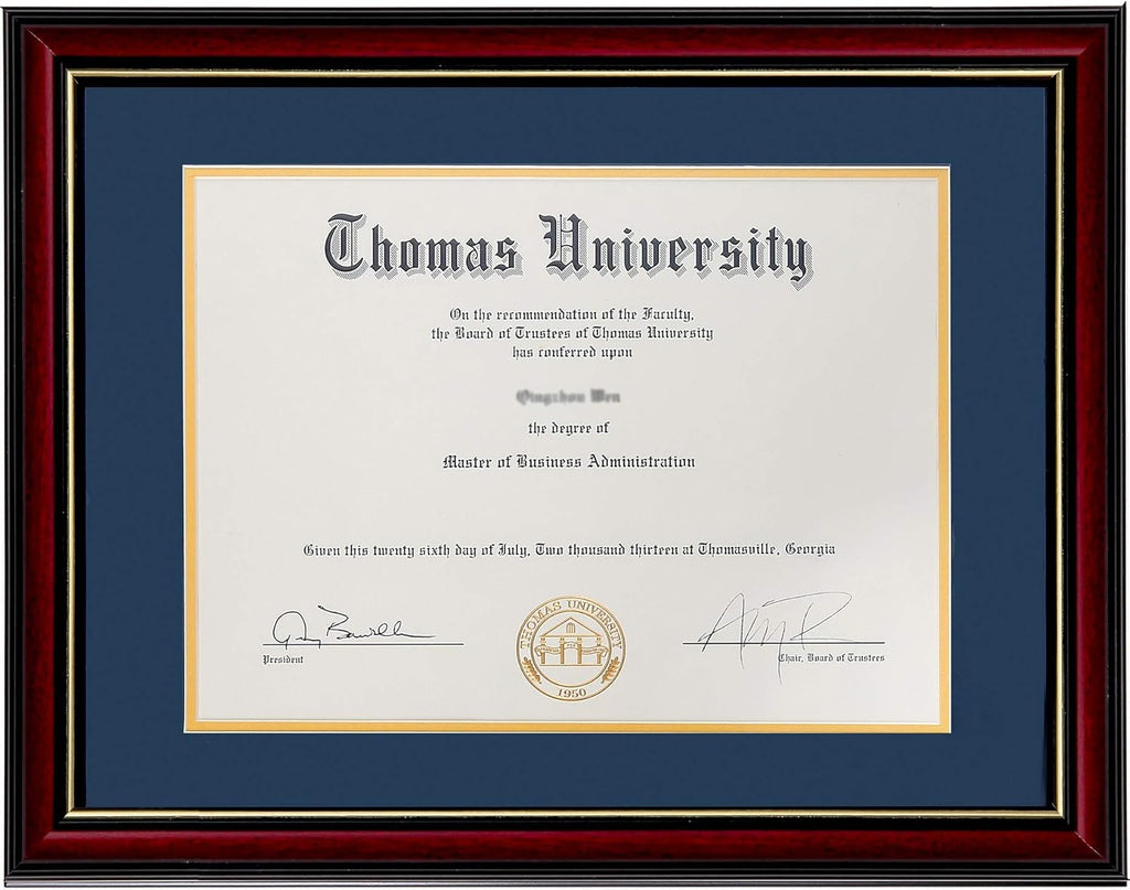 Diploma Frame Real Wood Glass Golden Rim 8.5x11 Inch with Mat 11x14 Inch Without Mat Double Mat Navy Blue Z246