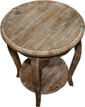 Reclaimed Wood Round End Table A7730