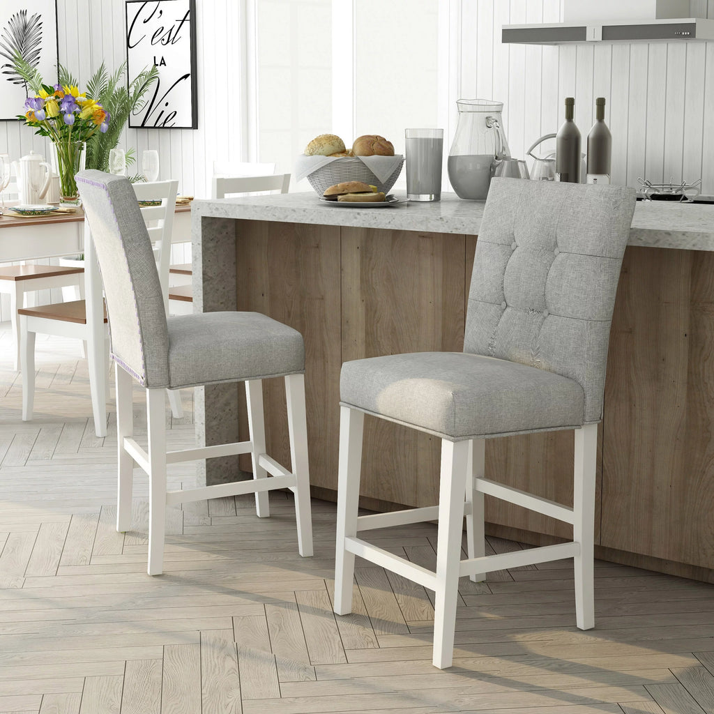 Grey Tufted Counter Chairs Set of 2 A68645
