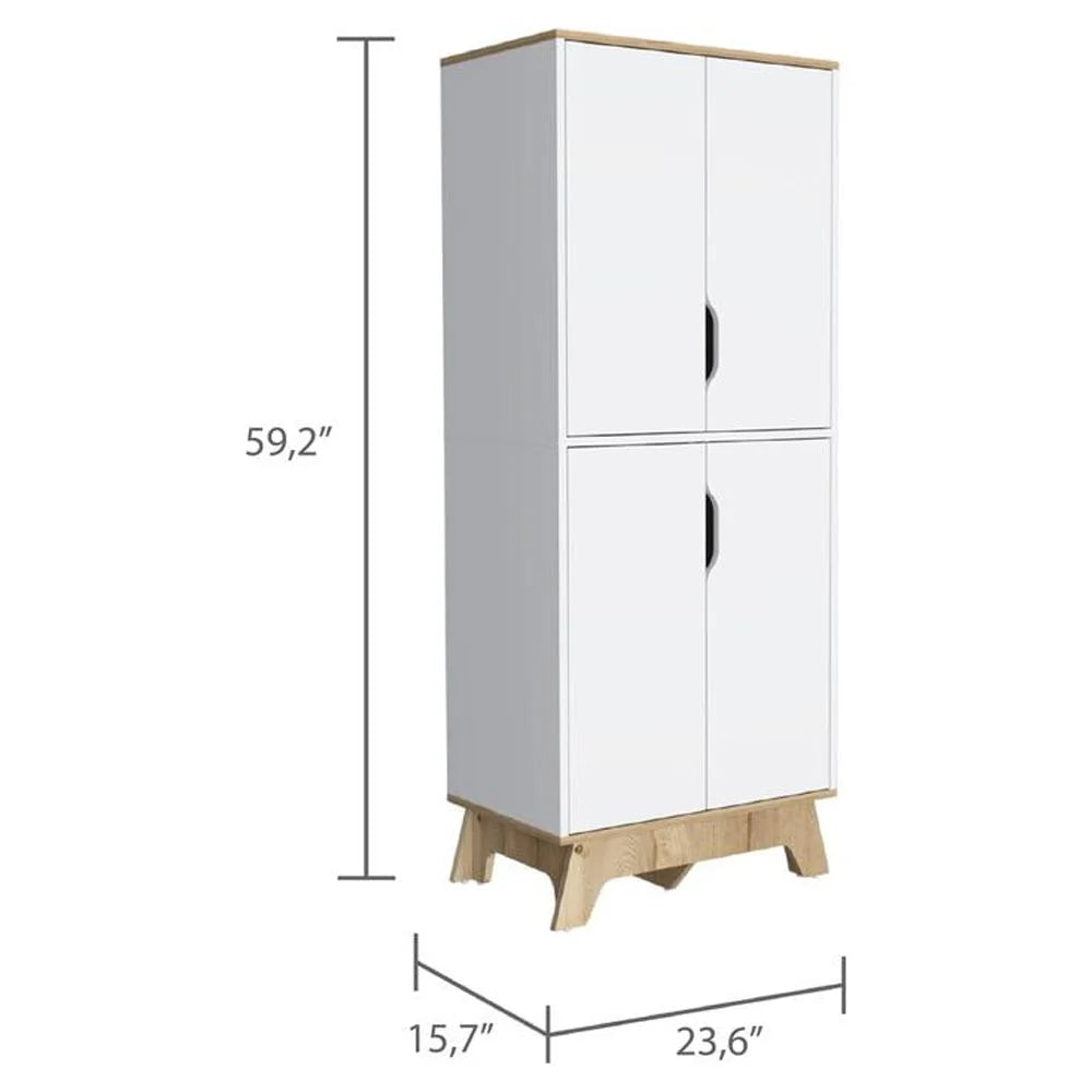 Light Oak & White Double Kitchen Pantry O1414