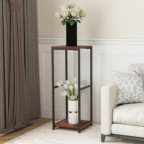 Tall Metal 2 Tier Plant Stand with Wooden Board E132440