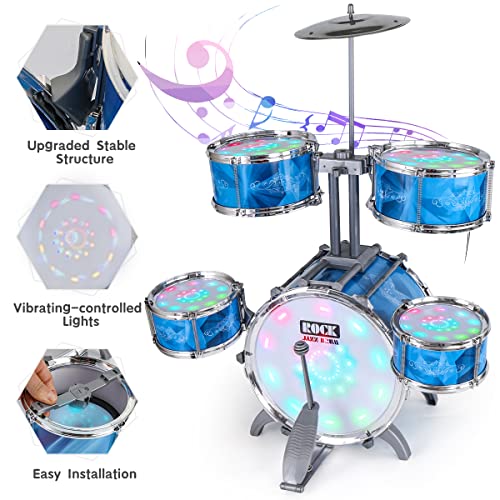 5 Jazz Drum Kit with Lights Alloy Kids Drum Set L811