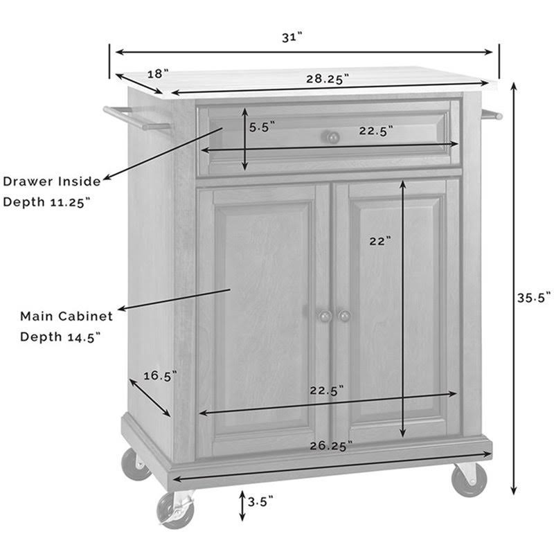 Natural Wood Top Kitchen Cart in Mahogany L160