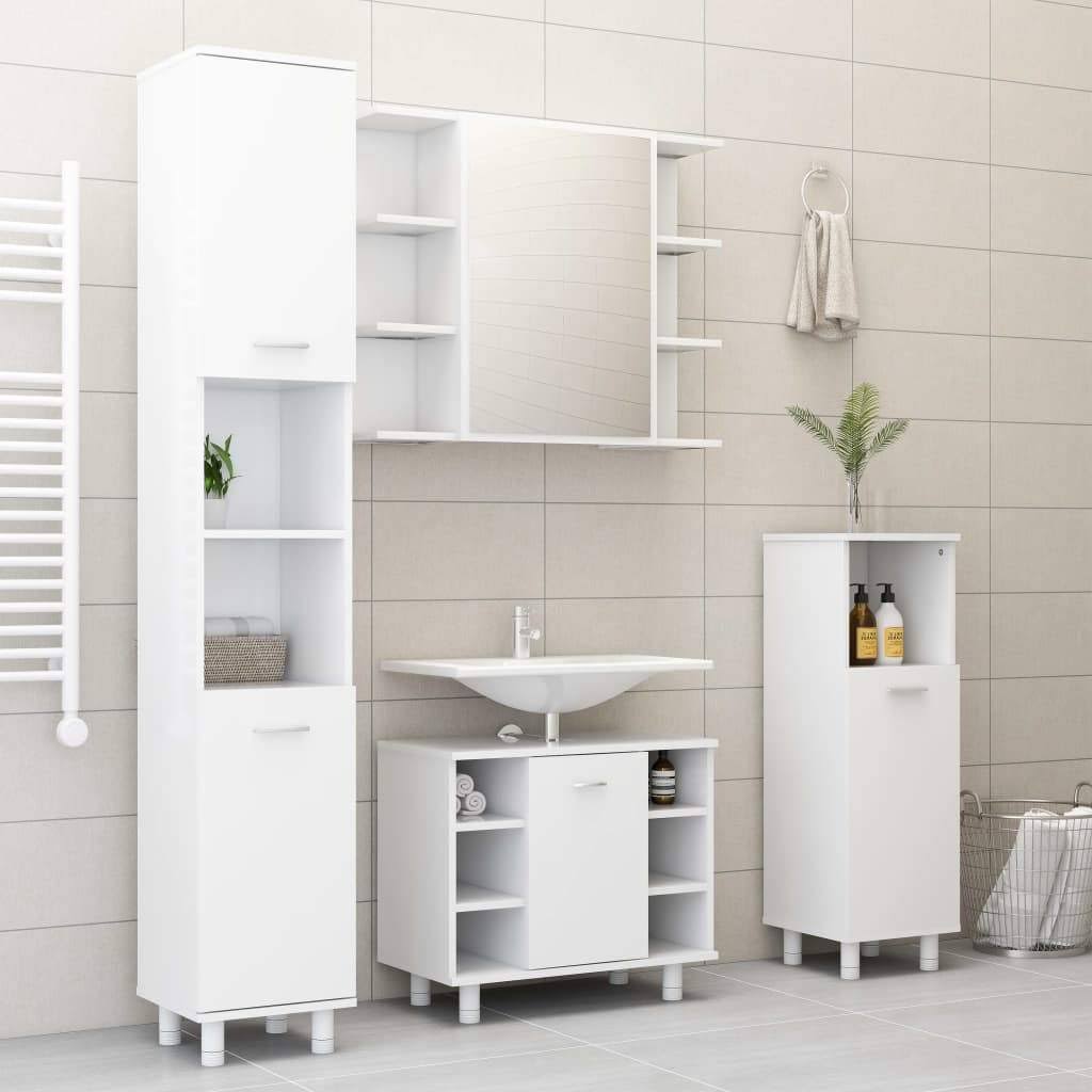 White and Sonoma Oak Bathroom Cabinet Chipboard L40573