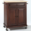 Natural Wood Top Kitchen Cart in Mahogany L160