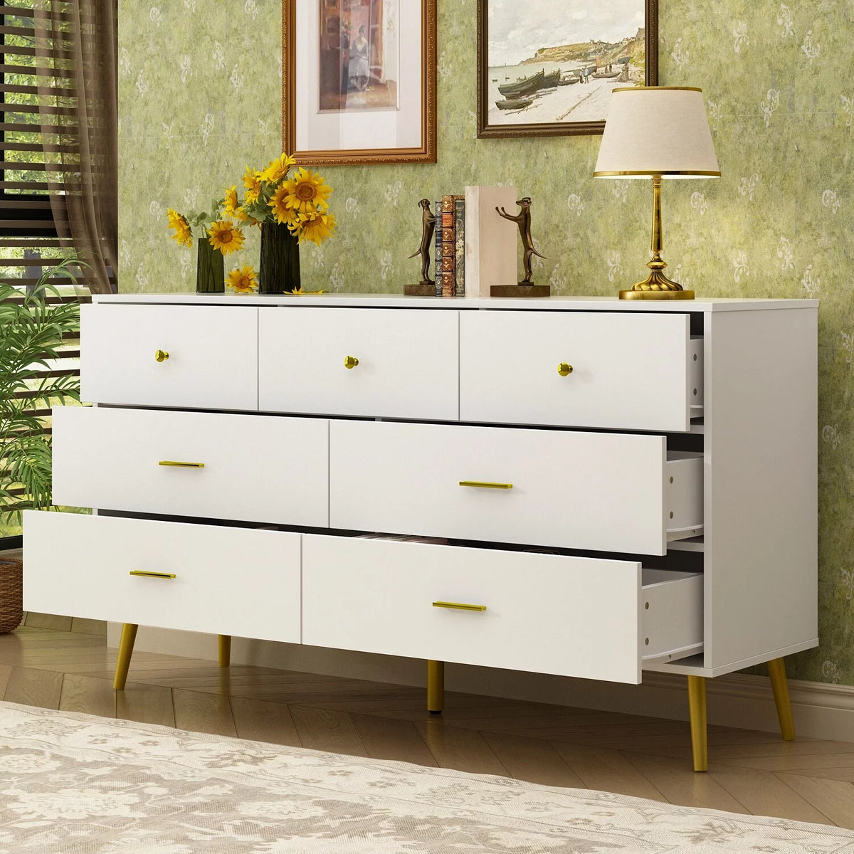 White 7 Drawer Dresser P152945