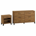 6 Drawer Dresser and Nightstand Set in Walnut Q7625