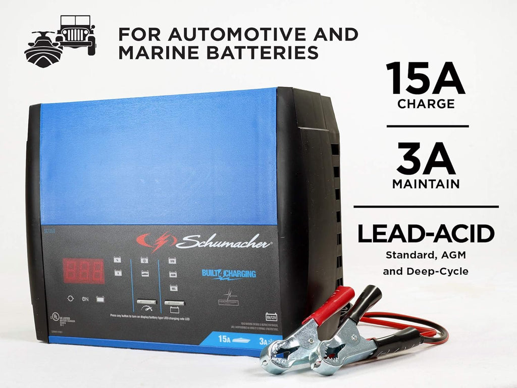 Fully Automatic 15 Amp 3 Amp 6V 12V Battery Charger Maintainer and Auto Desulfator P238834