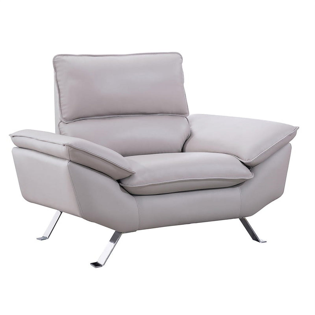 Genuine Leather Accent Chair in Light Gray H107