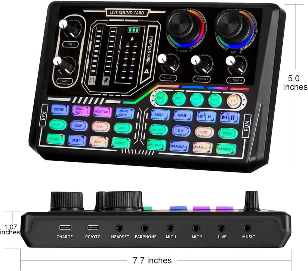 Podcast Equipment Bundle, Audio Interface Mixer, Sound Card with Microphone P16448