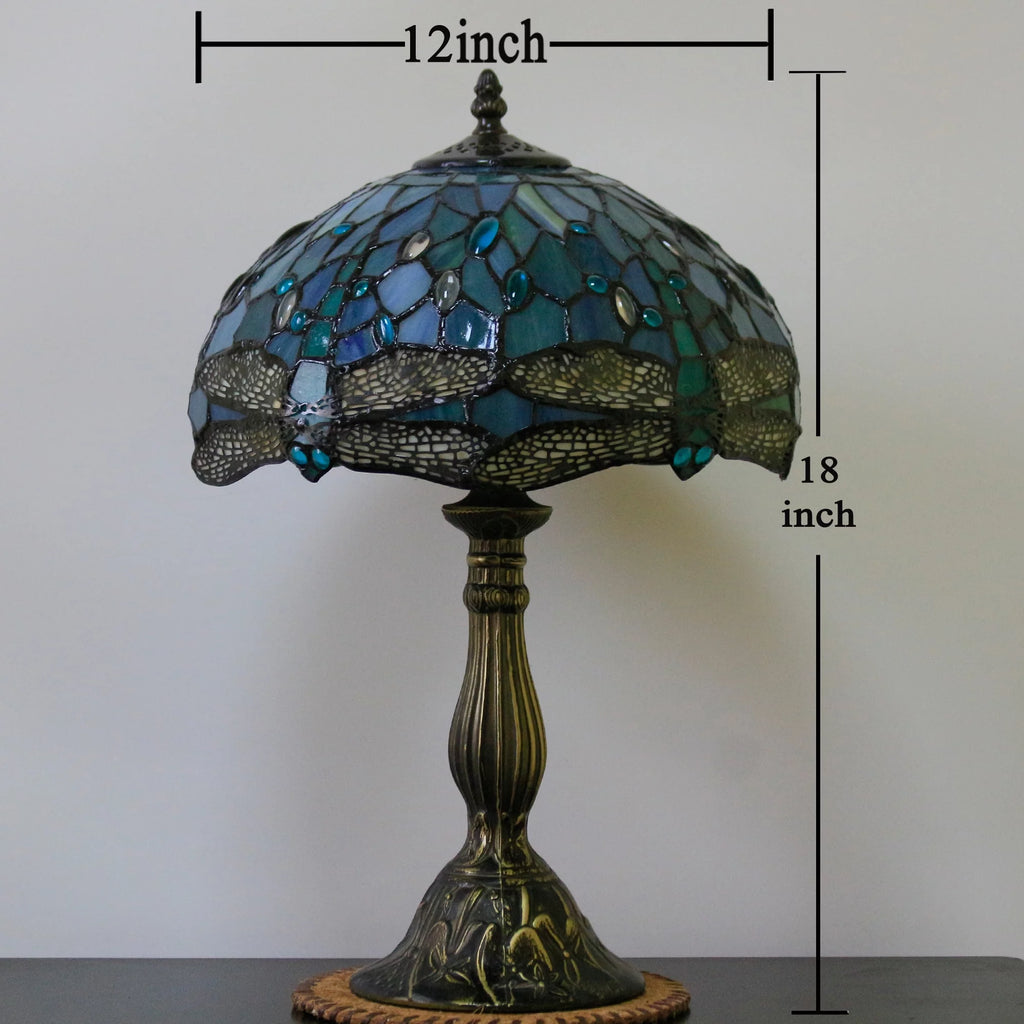 Sea Blue Stained Glass Table Lamp 18" Tall J26510