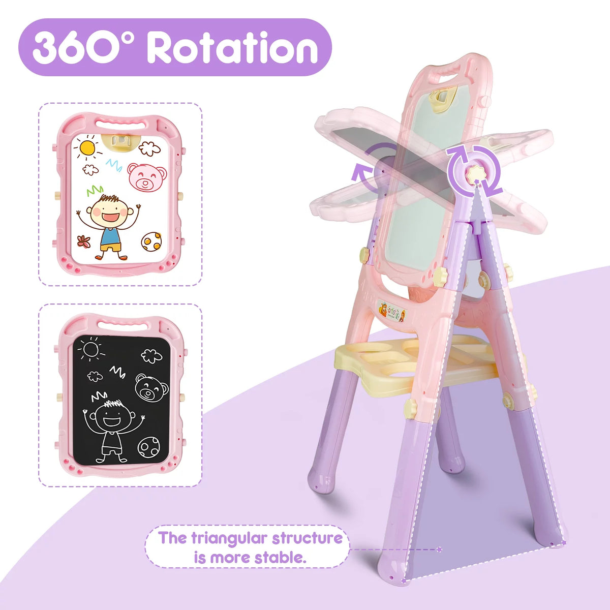 Pink Double-side Standing Art Easel for Kids R714