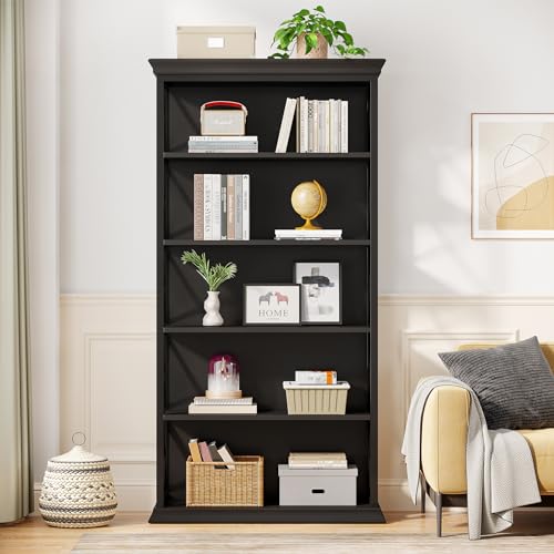 6-Tier 71 Inches Industrial Tall Bookcase, Brown and Black X4389
