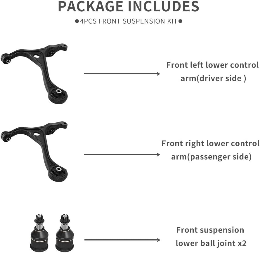 4 Piece Front Lower Control Arms Kit with Ball Joint Assembly Q12278