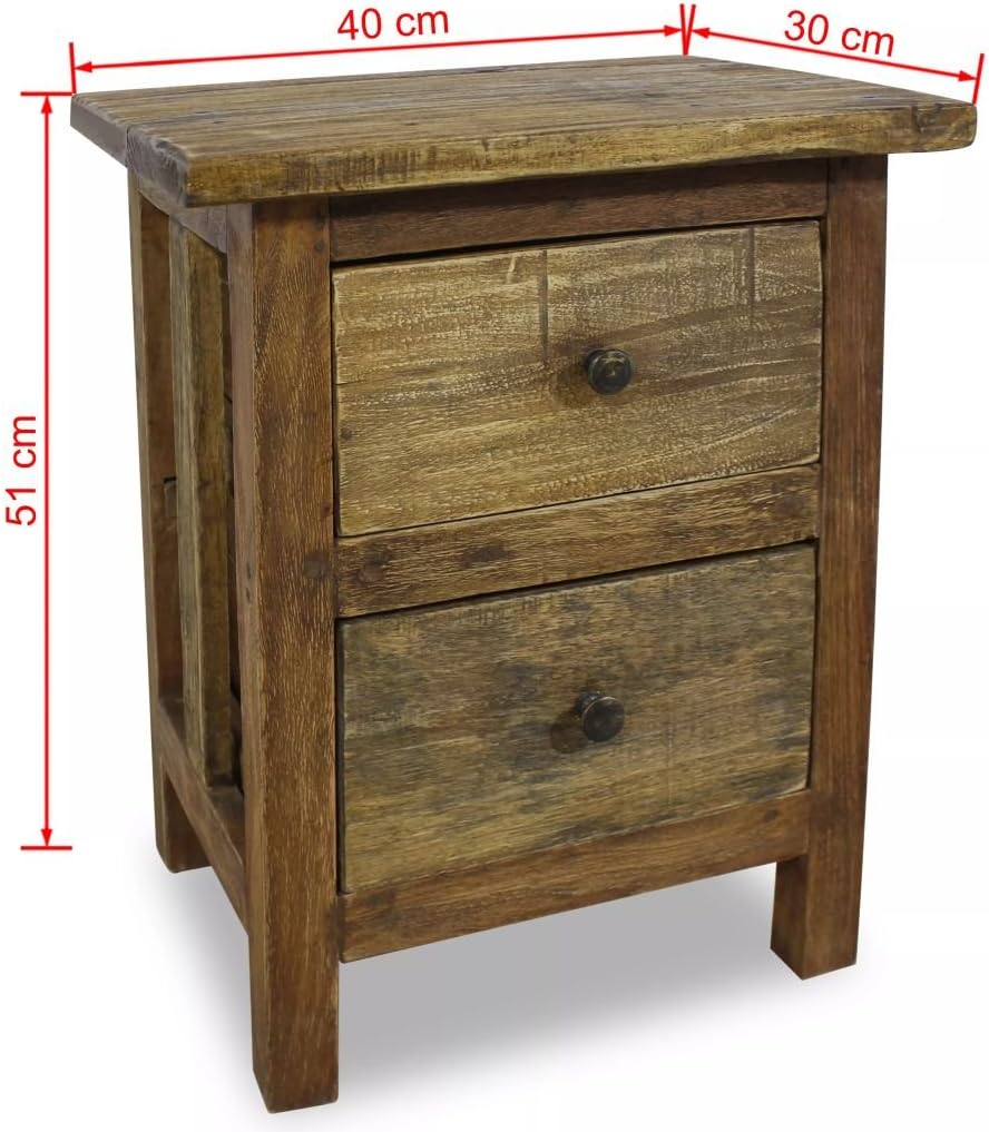 Solid Reclaimed Wood 2 Drawer Nightstand P60606
