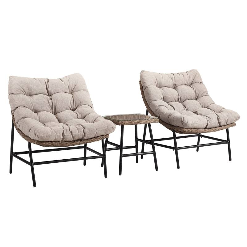 3 Piece Metal Framed Conversation Set, Beige G508258