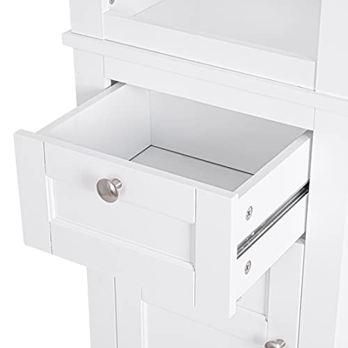 White Tall Freestanding Storage Cabinet with Door and Drawer W374277