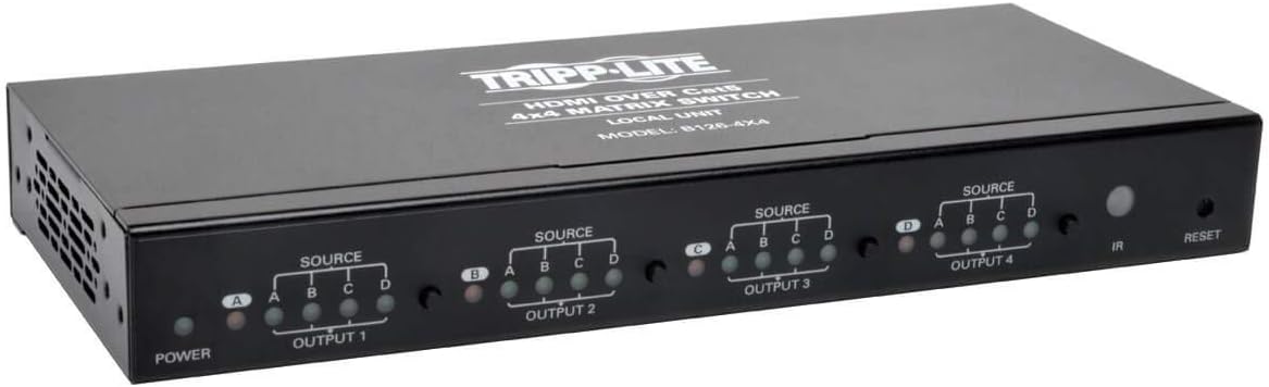 4x4 HDMI Over Cat5 Cat6 Matrix Splitter Switch Black F171