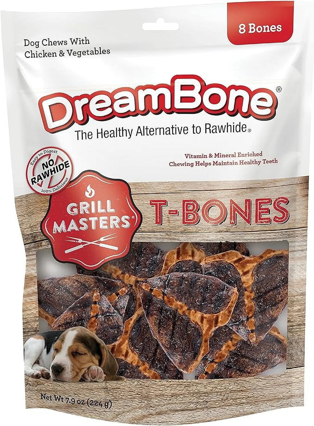 Rawhide-Free T-Bones Chews for Dogs, 8 Count F31401
