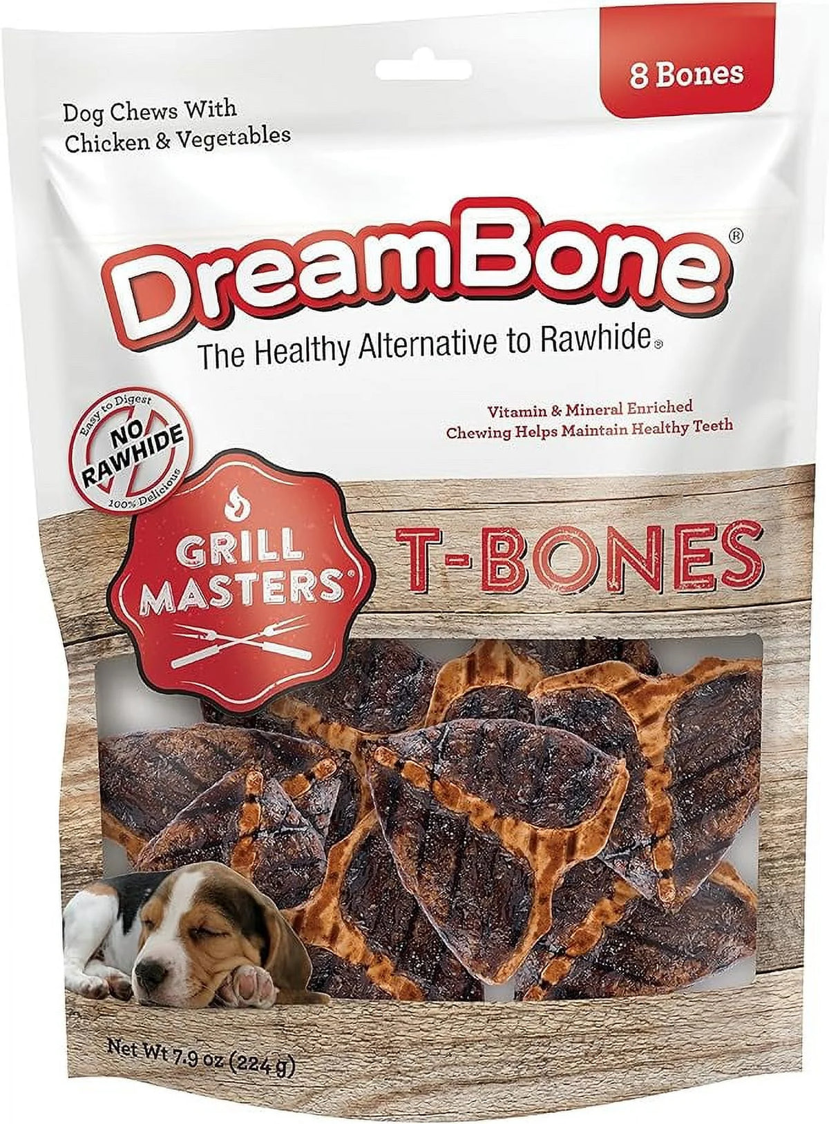 Rawhide-Free T-Bones Chews for Dogs, 8 Count F31401