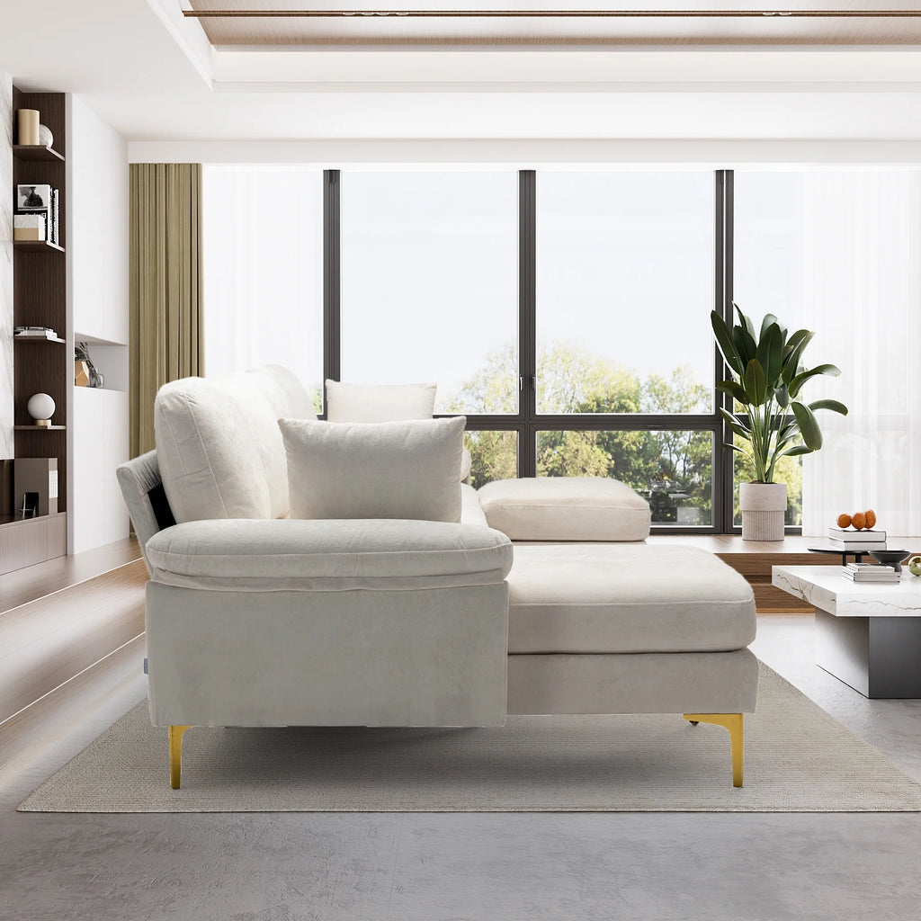 Upholstered Velvet U-shaped Sectional Sofa With Ottoman B19492