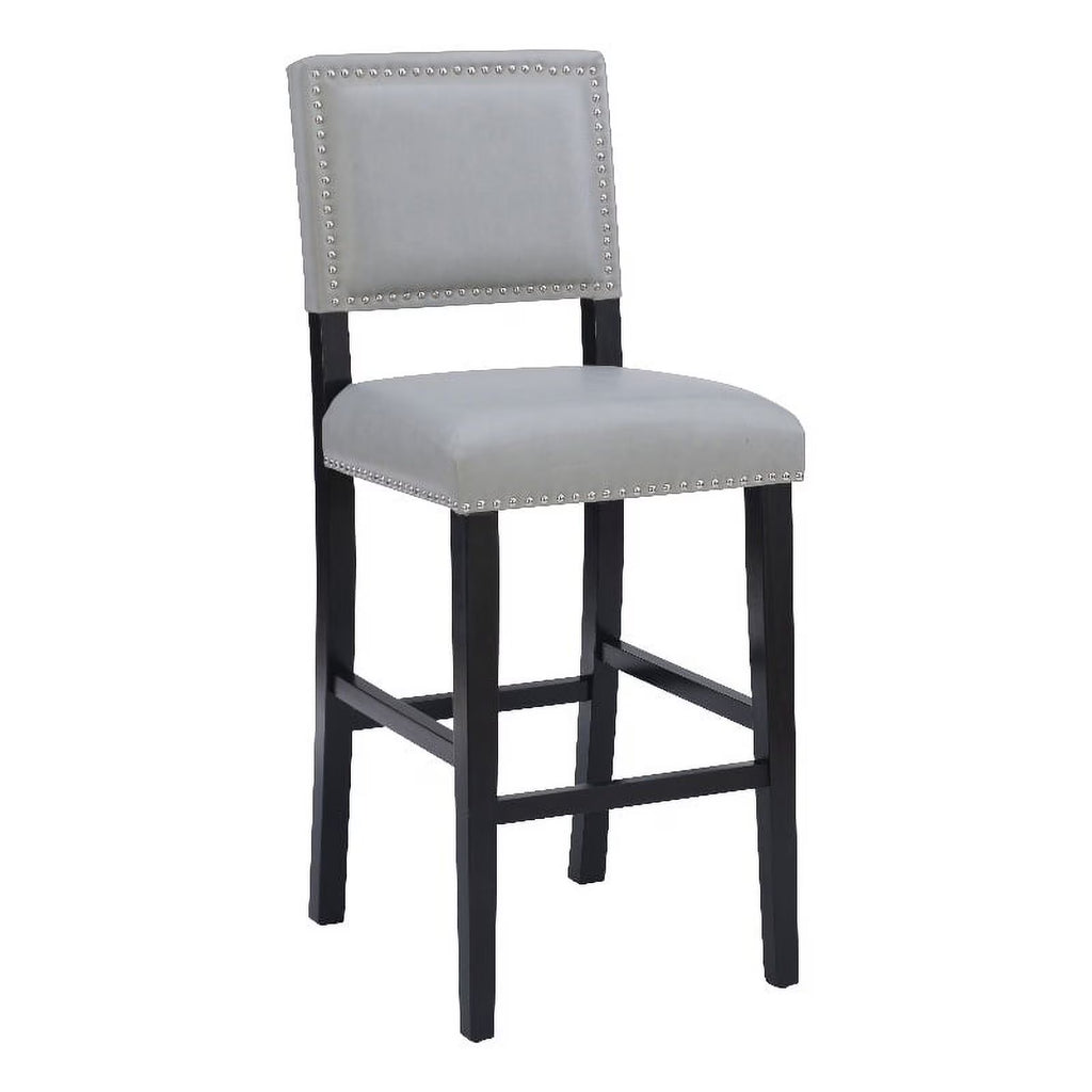30" Faux Leather & Wood Bar Stool in Dove Gray/Black U301910