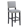 30" Faux Leather & Wood Bar Stool in Dove Gray/Black U301910