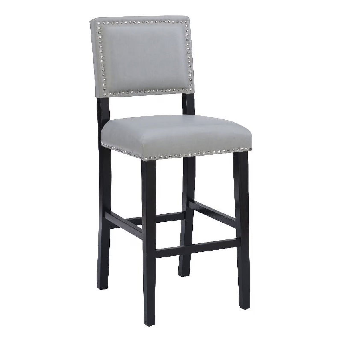 30" Faux Leather & Wood Bar Stool in Dove Gray/Black U301910