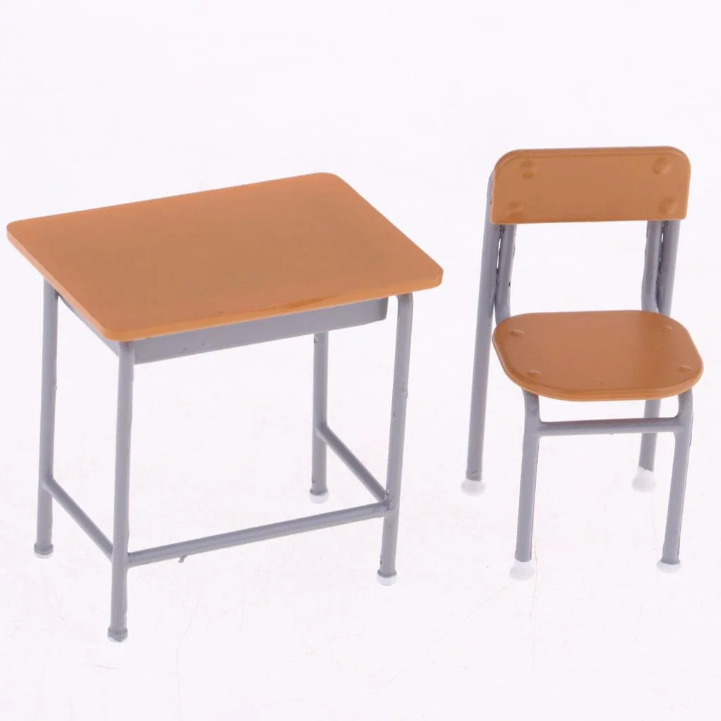 6 Pcs Metal Dollhouse Desk Chair Set D38058