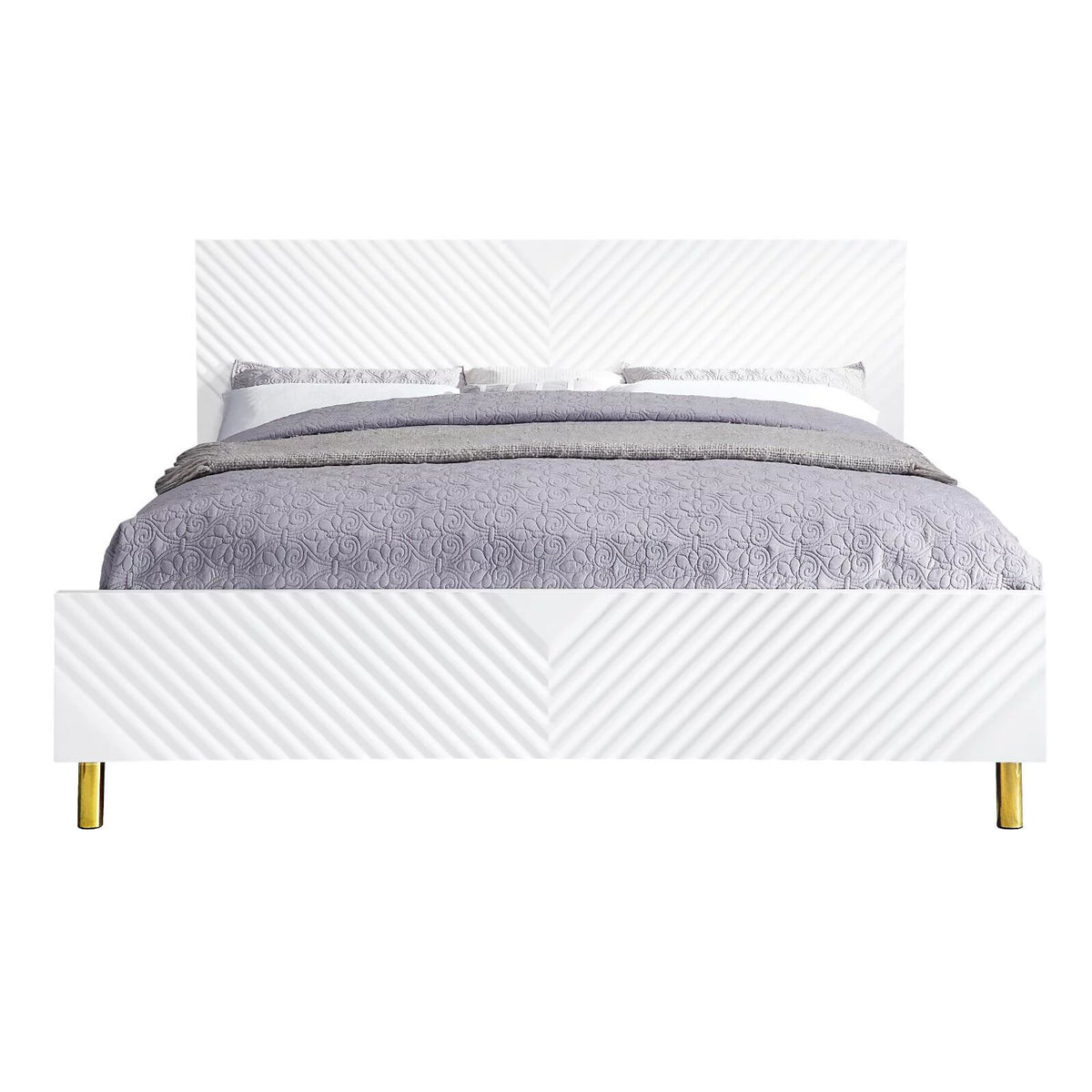 White Gloss Finish Eastern King Size Bed Z978705