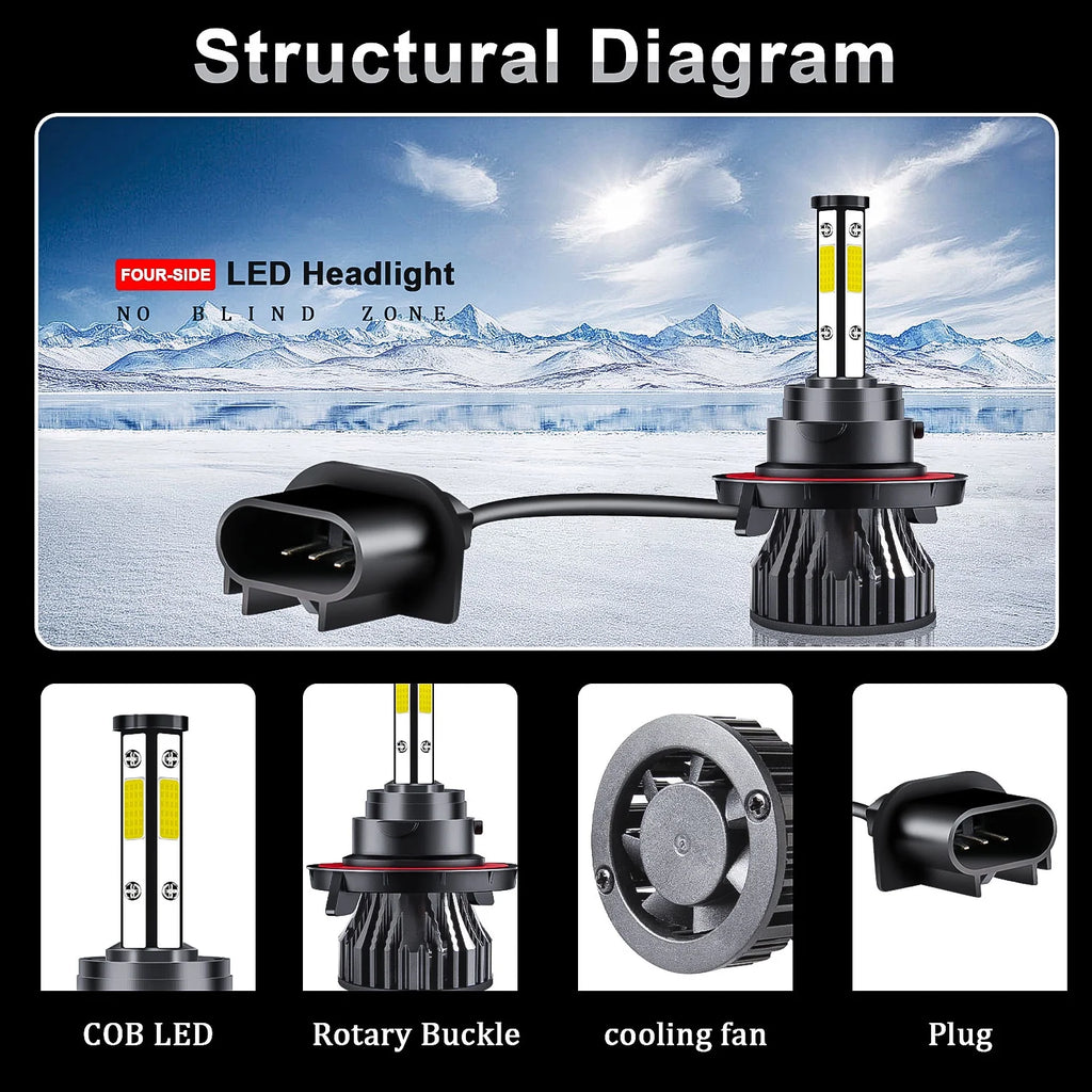 White LED Headlights Combo Bulbs R359