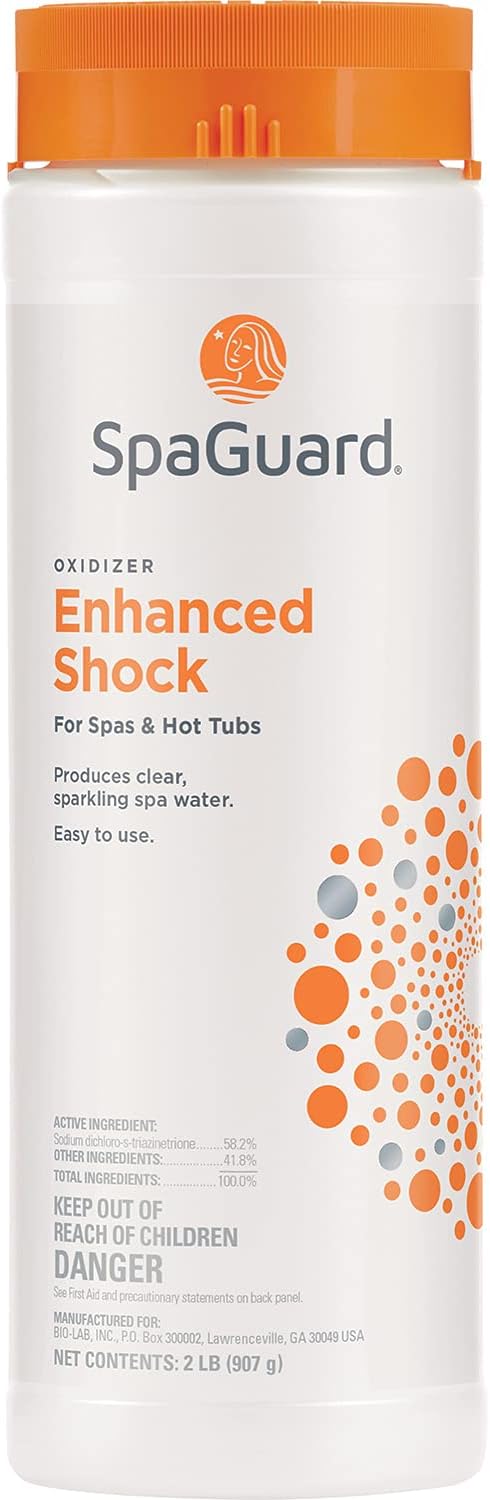 Hot Tub Chemical Bundle with Chlorine, Shock, Stain and Scale Control, Test Strips, Scum Absorber S45354
