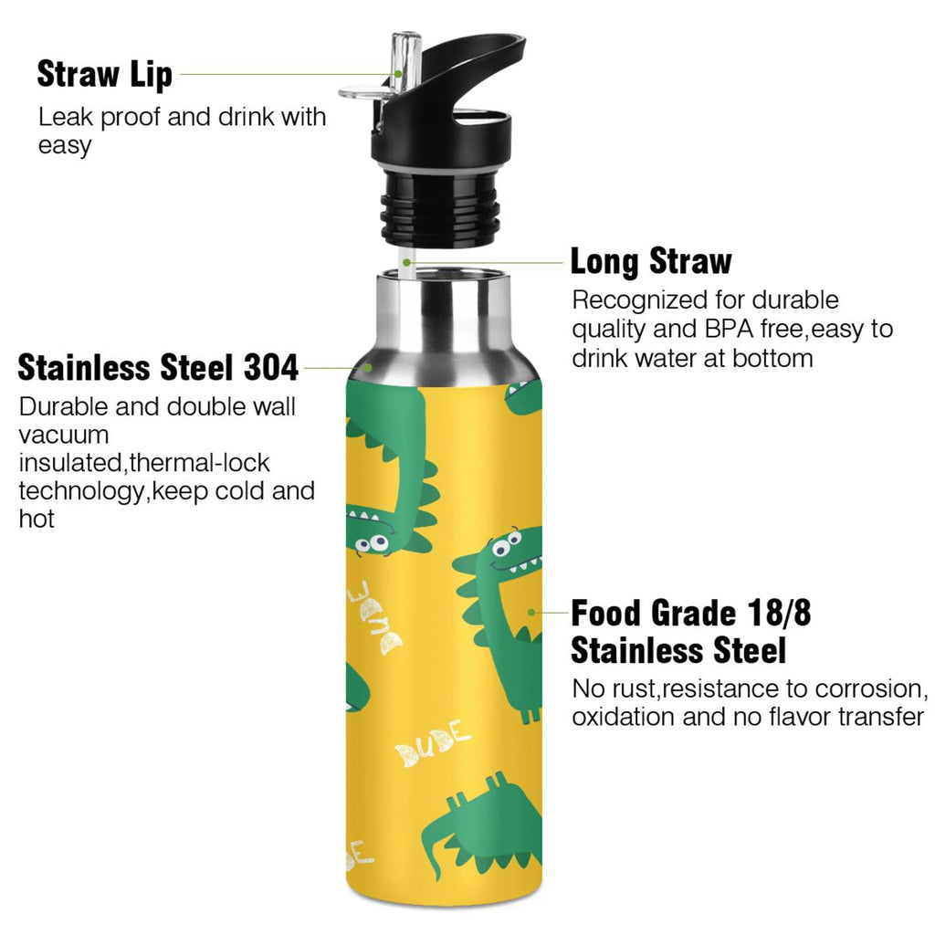 Yellow Stainless Steel Insulated Water Bottle with Straw Lid E247894