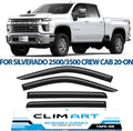 Rain Guards for Chevrolet Silverado GMC Sierra 2500HD Crew Cab, Tape-on Window Deflectors, 4pcs Q57796