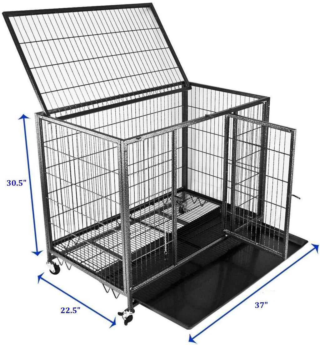 Heavy Duty Metal Open Top Cage with Floor Grid, Casters and Tray C548
