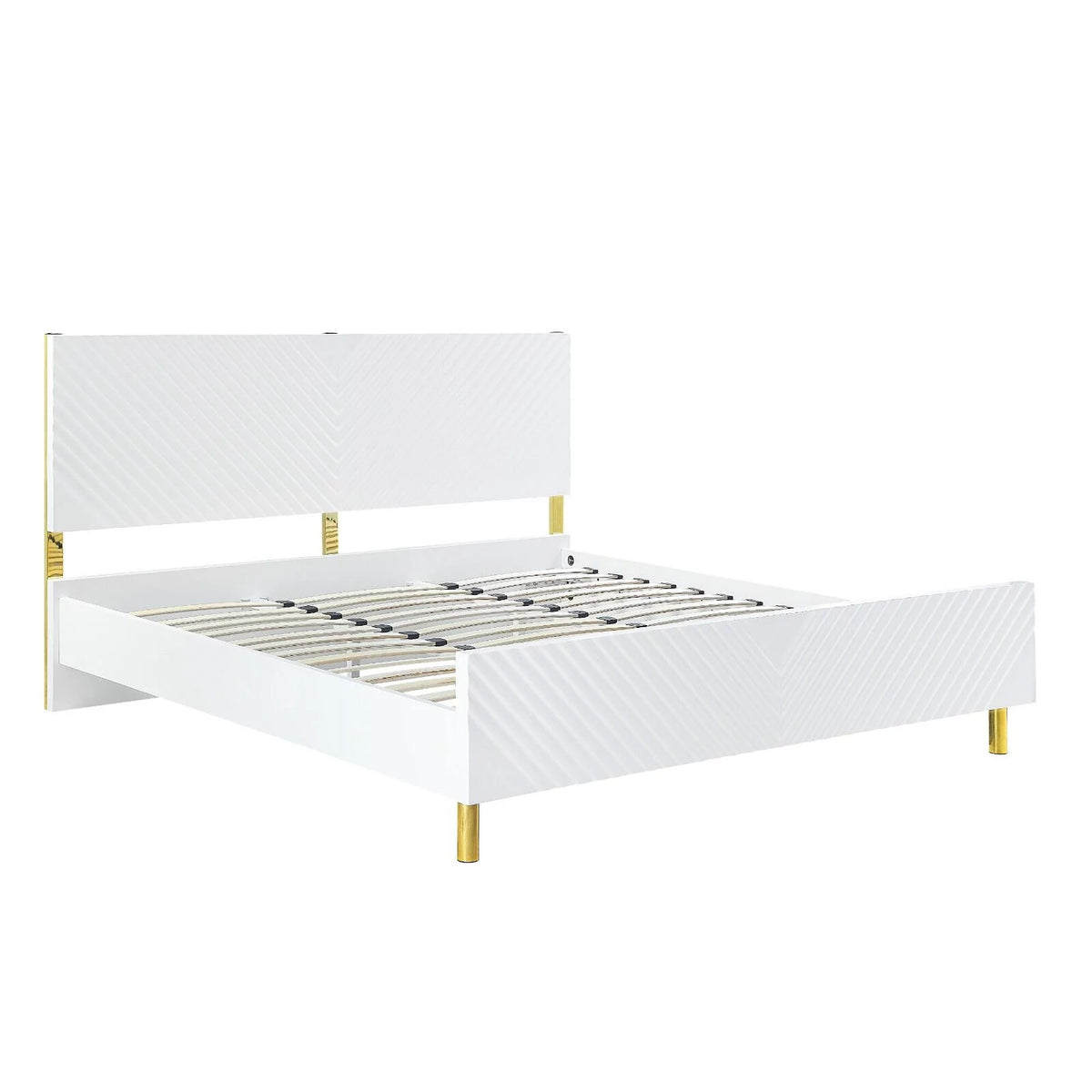 White Gloss Finish Eastern King Size Bed Z978705