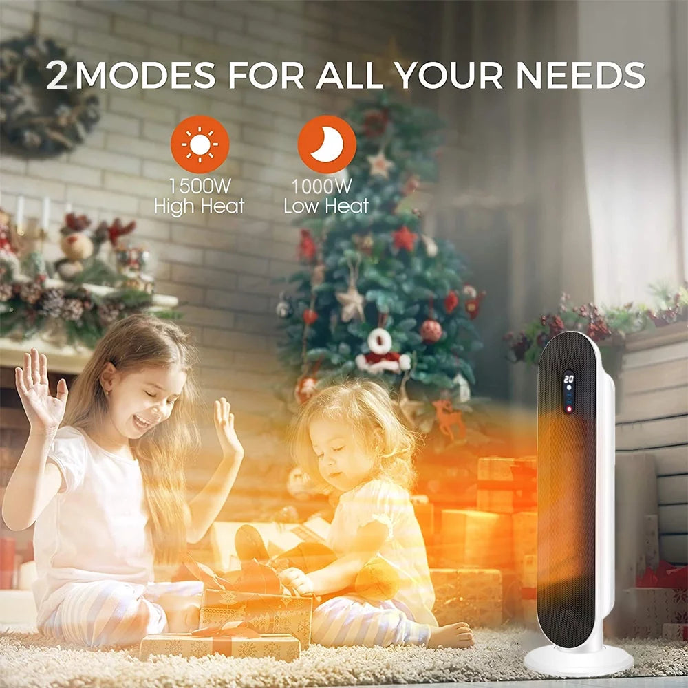 1500W 26" Digital Ceramic Tower Space Heater with Remote Control, White L421248