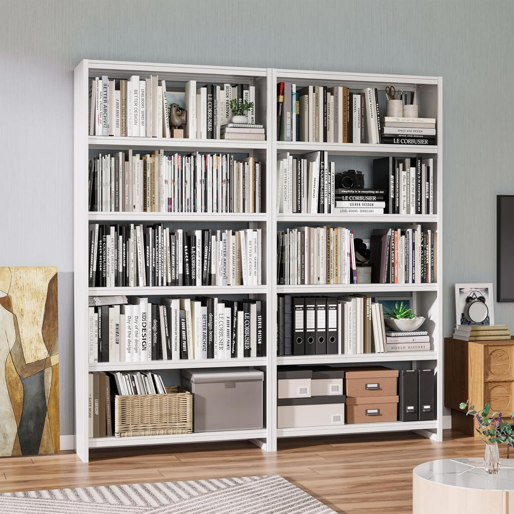 White 5 Tier Metal Bookcase F154