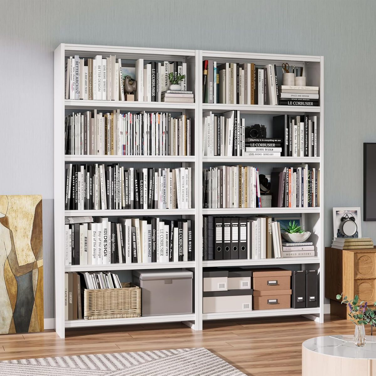 White 5 Tier Metal Bookcase F154