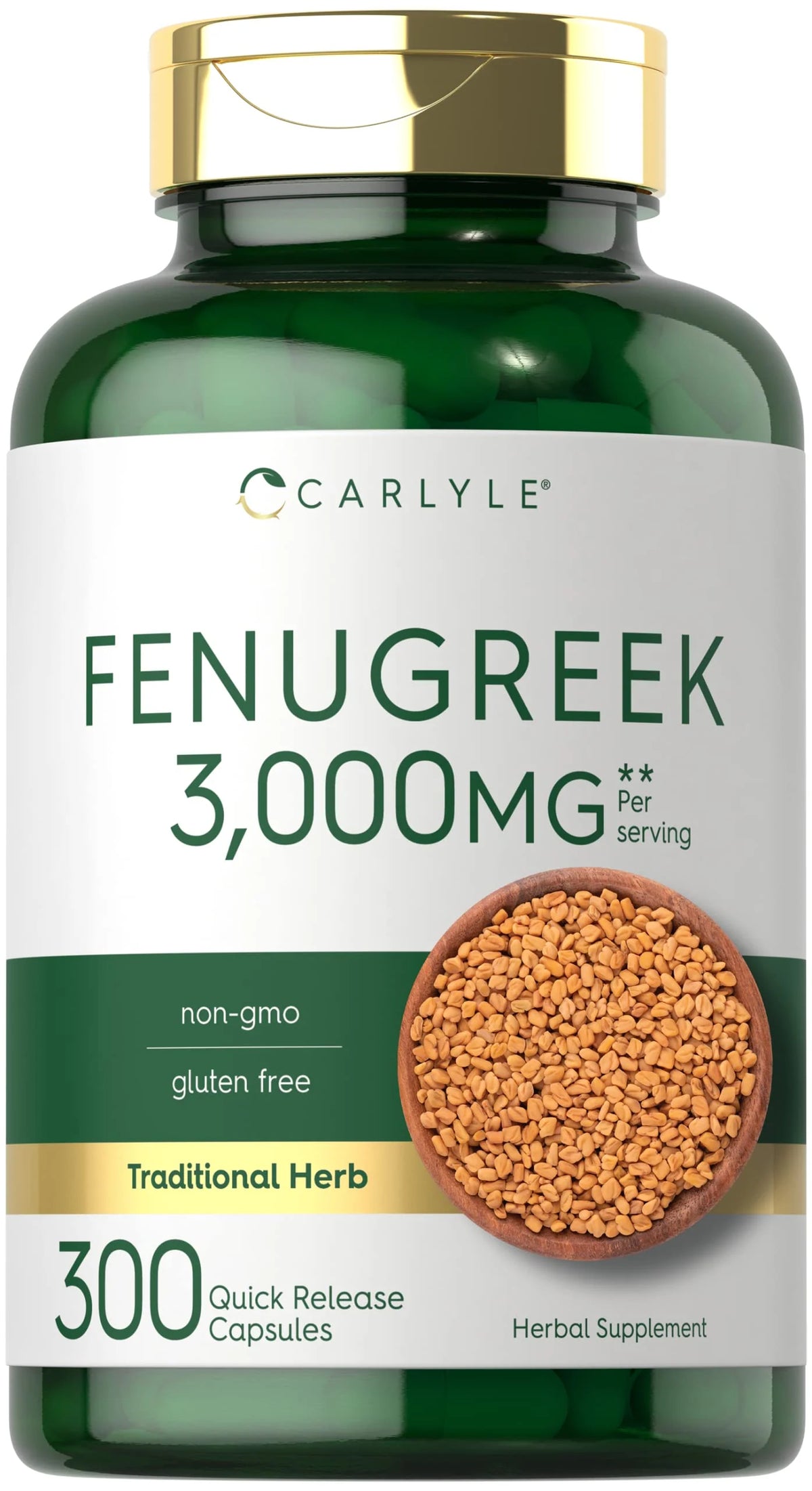 Fenugreek Capsules 300 Count Non-GMO Gluten Free U8467