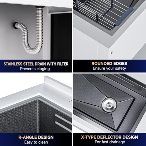 Stainless Steel Freestanding Utility Sink 36" with Pull Out Faucet (black) C1395