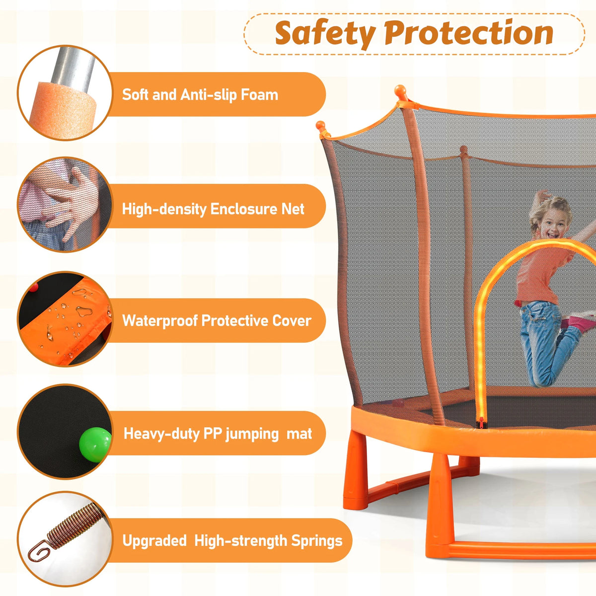 Toddlers Trampoline with Safety Enclosure Net and Ball Pit X627