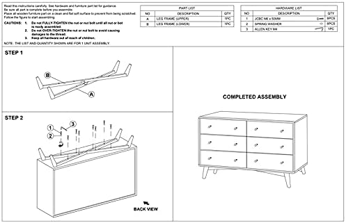 White 6-Drawer Solid Wood Dresser U203633