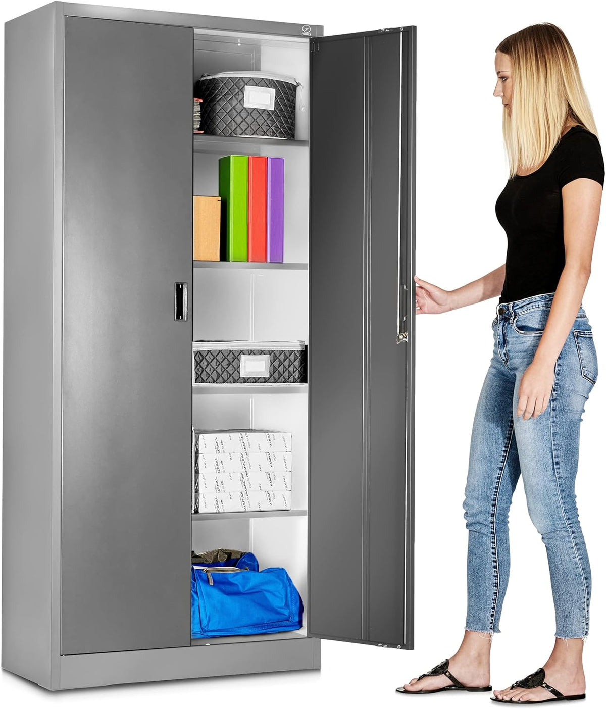 Metal Garage Storage Cabinet with Adjustable Shelves & Locking Doors U5917